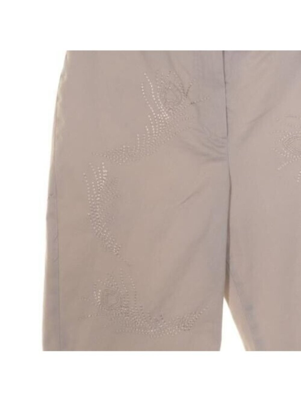 Larry Levine Womens Cropped Pants 8P Tan Khaki Empbroidered Stretchy - Picture 3 of 9
